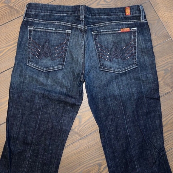 7 For All Mankind A Frame Jeans Womens 32 Dark Wash Denim Blue Bootcut NEW - Picture 2 of 8